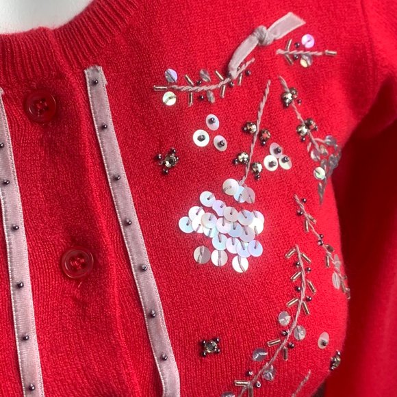 BCBG Max Azria Pink Floral Sequin Cardigan M - Picture 3 of 9